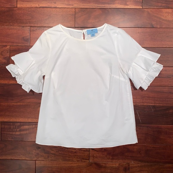 CeCe Ruffle Sleeve Poplin Top - Picture 2 of 4